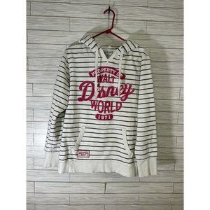 Walt Disney World Parks Authentic Pink‎ White Gray Women's XL Stripe Sweatshirt